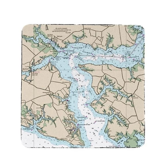 Betsy Drake CT11548PR 4 x 4 in. Pungo River, NC Nautical Map Coaster - Set of 4