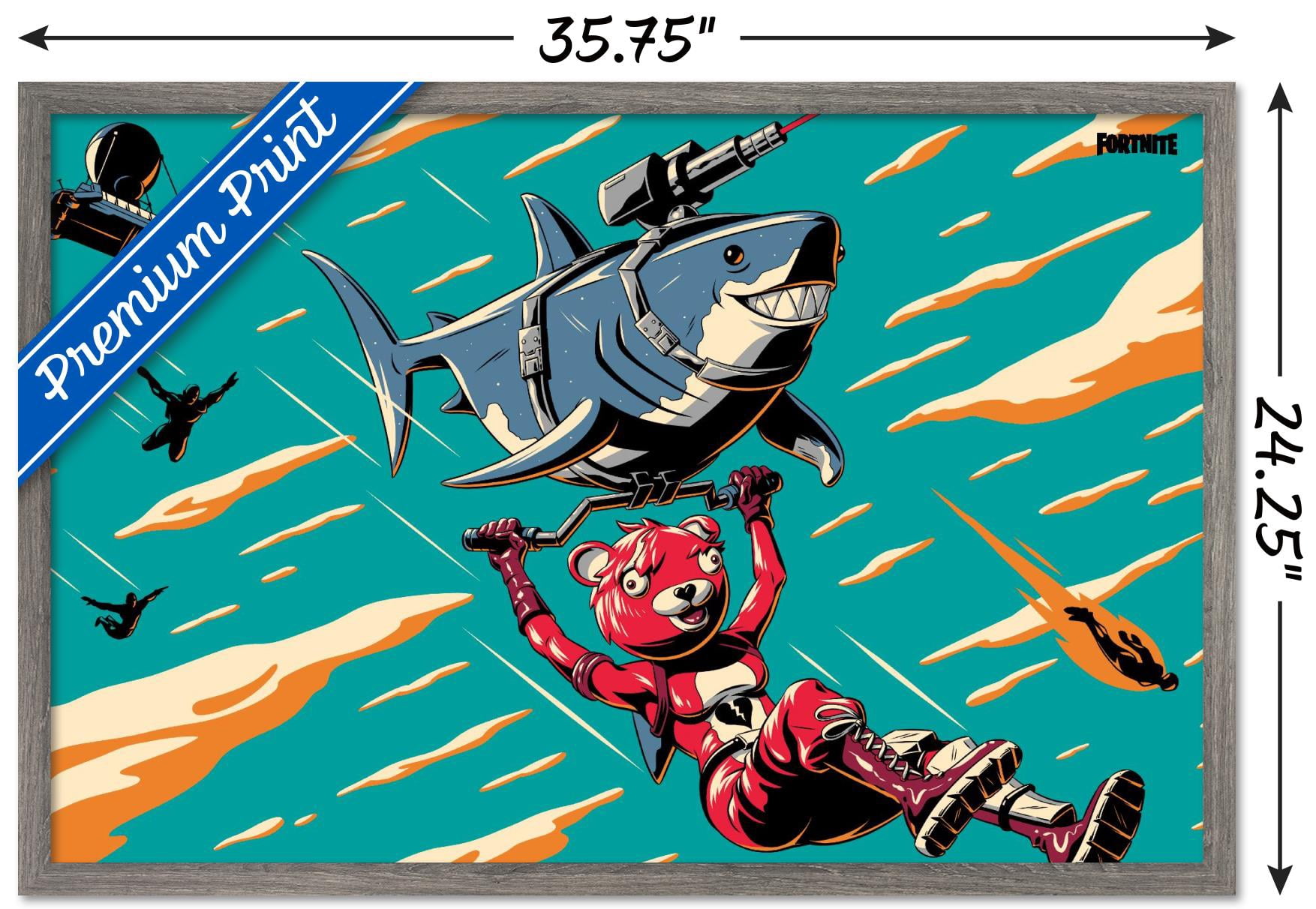 Fortnite - Lazershark Loading Screen Wall Poster, 22.375" x 34", Framed