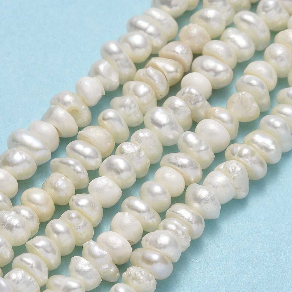 3Strand Natural Cultured Freshwater Pearl Beads Strands Keshi Pearl Beads Nuggets Linen 4~5.5x3.5~4x3~3.5mm Hole: 0.6mm about 129~130pcs/strand 13.78''(35cm)