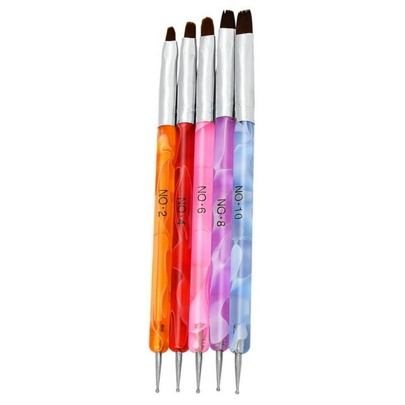 OULII 5Pcs Nail Art Pen with Ball Stylus and Nylon Brush for Acrylic Uv Nail Carving