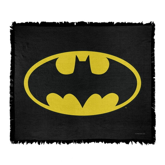 Batman Blanket, 50'x60' Classic Logo Woven Tapestry Cotton Blend Fringed Throw