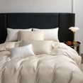 thumbnail image 5 of MooMee Duvet Cover Set Queen 600-TC 100% Extra Long-Staple Cotton Sateen Silky Smooth Luxury (Beige), 5 of 7