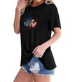 thumbnail image 3 of Camisetas de Manga Corta para las Mujeres Día de la Independencia Impresión Básica Camiseta de Verano, Cuello Redondo Casual Camiseta Blusa, 3 of 4