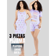 thumbnail image 4 of Set Pijama 3 Piezas Mujer Verano Bata Top y Short, 4 of 5
