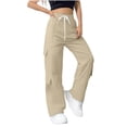 thumbnail image 6 of Karight Women's Wide Leg Sweatpants Drawstring Waist Baggy Cargo Pants Casual Trousers with Pockets, 6 of 8