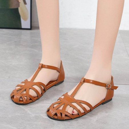 

Homedles Sandals Women- Casual Comfortable Open toe Summer Flat Gift for Women Women Sandals Brown 40