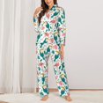 thumbnail image 2 of Pajama Sets for Women 2 Pcs, parrot flamingo Button Down Long Sleeve Sleepwear Lounge PJ Sets, 2 of 6