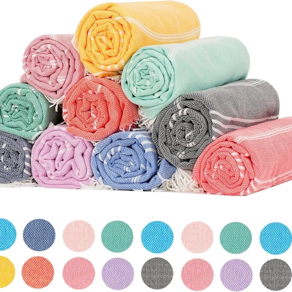 "6 Packs Turkish Beach Towels Set Adult Pool Swim Towel Bulk Yoga Blanket Oversized Sand Free Quick Dry Lightweight Extra Large Sandproof Fast Drying Towels Camping Blanket Vacation Must Haves