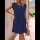 thumbnail image 5 of Vestidos de Verano para Mujer, Cuello Redondo, Corta, Dobladillo con Volantes, Vestido Mini Informal, Azul Oscuro, Talla S, 5 of 7