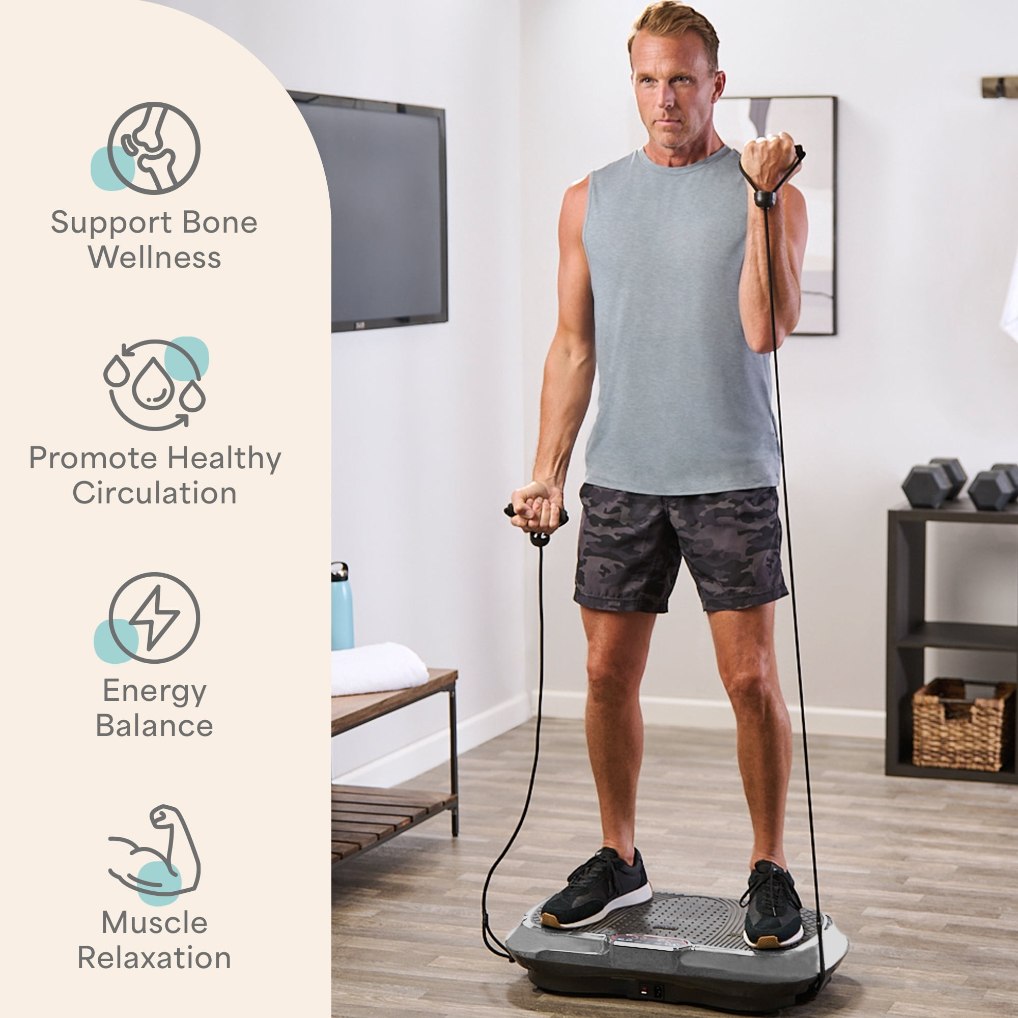 Lifepro Waver Vibration Plate Exercise Machine – Full Body Vibrating Plate for Lymphatic Drainage, Muscle Toning & Fat Loss – Includes Loop Bands, Remote & 99 Speed Settings - Gray