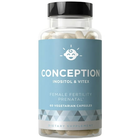 Natural Fertility - CONCEPTION Fertility Prenatal Vitamins - Regulate Your Cycle, Balance Hormones, Aid Ovulation - Myo-Inositol, Vitex, Folate Folic Acid - 60 Vegetarian Soft Capsules