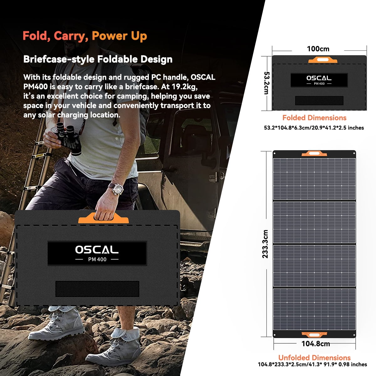 OSCAL PM 400W Foldable Solar Panel IP65 Waterproof Portable Solar Panel