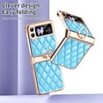 thumbnail image 5 of SaniMore Case for Samsung Galaxy Z Flip 4 6.7" 2022, Back Lens Screen Protector + Metal Ring Kickstand Women Girl Retro PU Leather Hard PC Shockproof Protective Bumper, Blue, 5 of 7