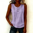 thumbnail image 6 of ClodeEU Women's Round Neck Sleeveless Tank Top,Casual Loose Fit Solid Color Blouse with Button for Summer Purple,Women's Plus XXL, 6 of 6