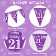 thumbnail image 4 of Cheereveal 3 Pack 21st Happy Birthday Bunting Banner, 36 Pieces Triangle Flag Purple and Silver, 21st Birthday Decoration, Birthday Pennant Banner for Women, Birthday Anniversary Theme Party Supplies, 4 of 6