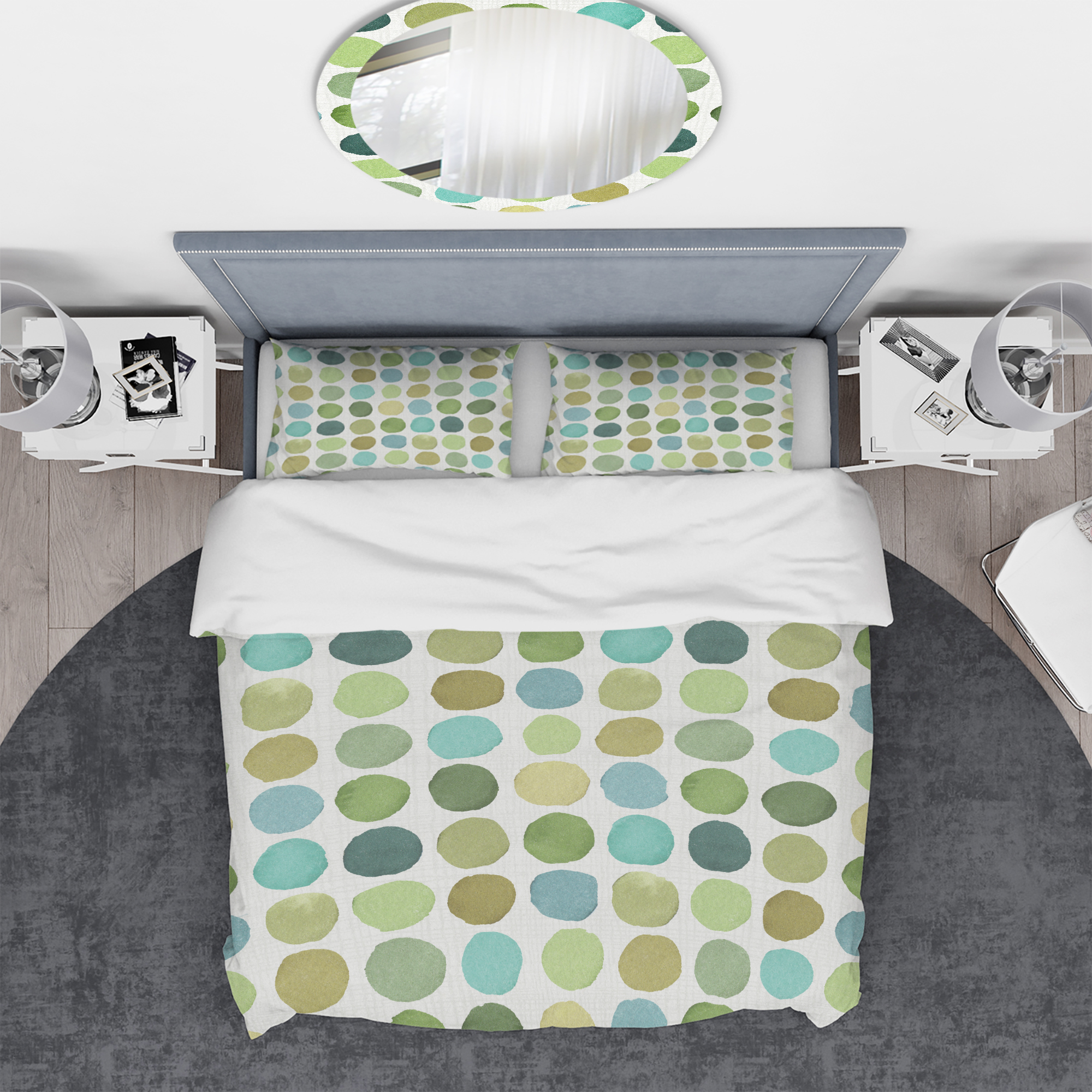 Designart 'geometric Green Circle I' Geometric Duvet Cover Set
