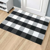 Black and White Checkered Rug, 27.5x43 Inches Buffalo Plaid Outdoor Rug, Washable Cotton Hand-Woven Plaid Door Mat for Front Porch Kitchen Entryway Farmhouse Patio Bathroom