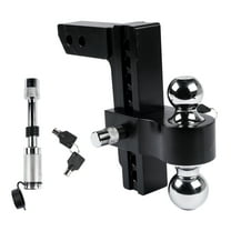 2" Receiver 8" Drop Rise Upgraded Adjustable Trailer Hitch Dual Solid Ball 2" and 2-5/16"