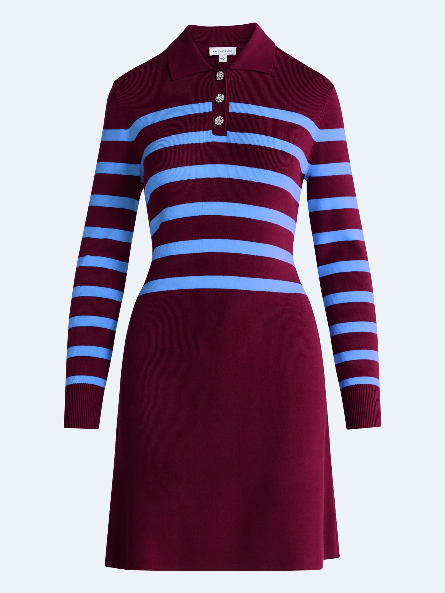 Free Assembly Women's and Women's Plus Polo Sweater Dress with Long Sleeves, Sizes XS-4X