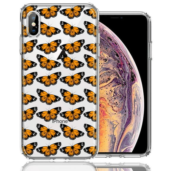 MUNDAZE For Apple iPhone XS/X Monarch Butterflies Design Double Layer Phone Case Cover