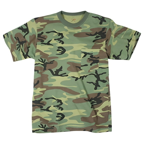 Rothco 7308 Men Woodland Camo Short Sleeve T-Shirt with Pocket - 3XL