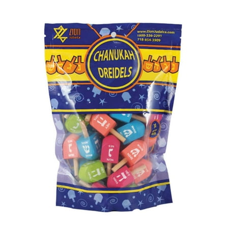 Plastic Dreidel - 30Pk Medium Multi-Colored Wood Dreidels
