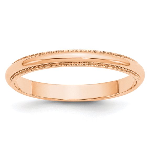 Diamond2Deal 10k Rose Gold 3mm Milgrain Half Round Wedding Band Ring for Women Size 10