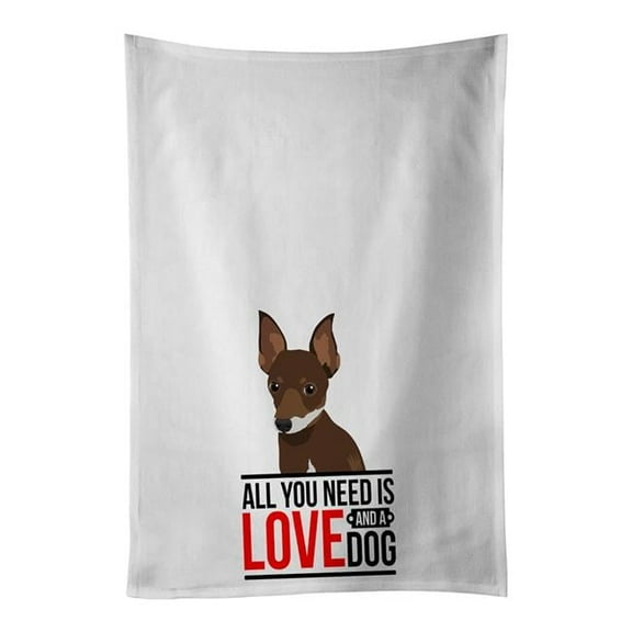 Carolines Treasures WDK3599WTKT 28 x 19 in. Unisex Chihuahua Chocolate & White No.2 White Dish Towels Kitchen Towel - Set of 2