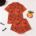 thumbnail image 4 of Girls Suit Printed Short Sleeve Cute Trendy Daily Halloween for Girls Sport Soft Kids Lovely Shorts Set, 4 of 5