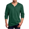 thumbnail image 3 of ZRGHAOYLQ Big and Tall Men's Solid Color V Neck Shirts Long Sleeve Casual Notch Neck Tops Comfortable Breathable Shirts for Men, 3 of 7