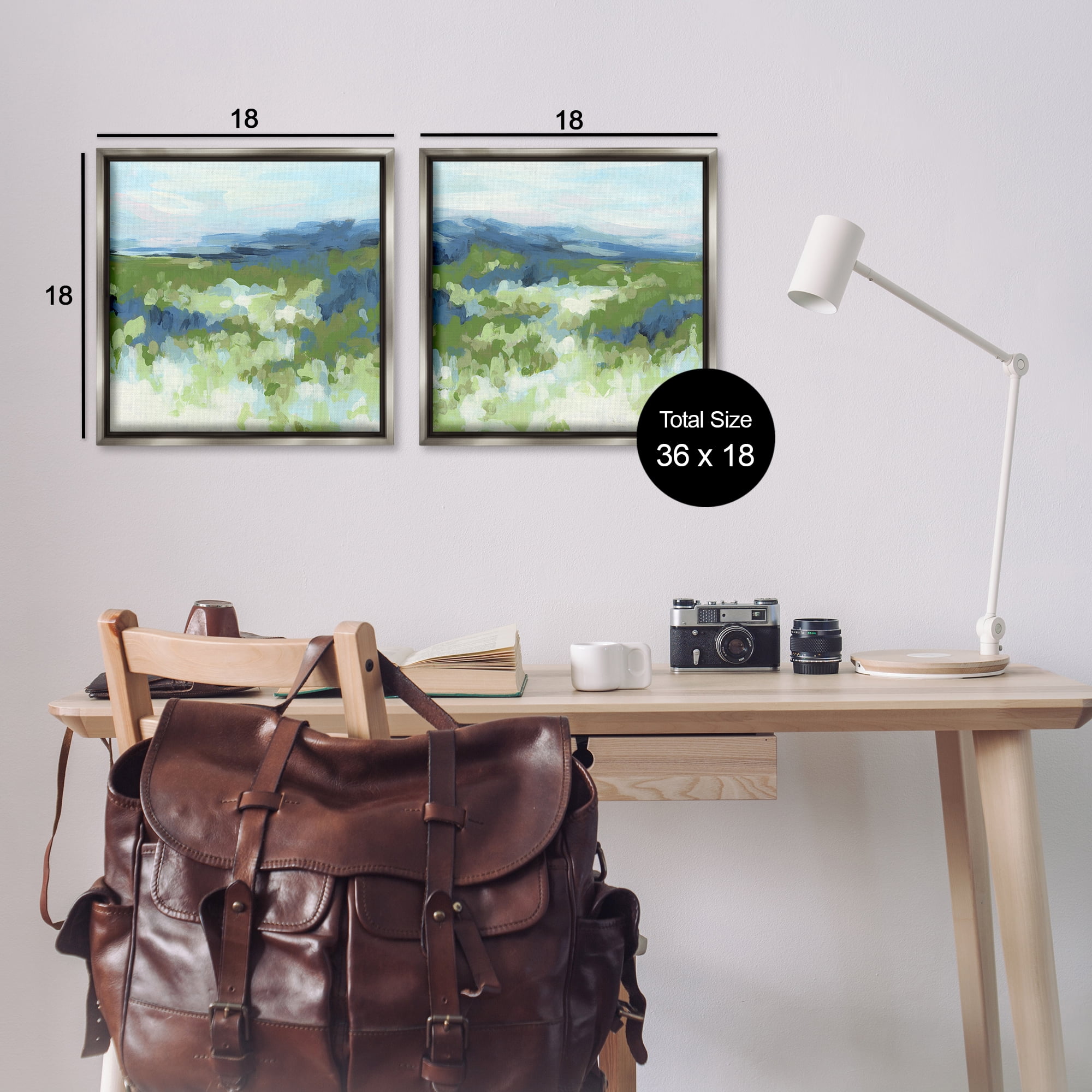 Stupell Industries Abstract Overgrown Field Landscape & Nature Painting Gray Floater Framed Canvas Art Print Wall Art, 18 x 18, Set of 2