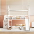 thumbnail image 3 of Harper & Bright Designs Twin over Full House Bunk Bed with Slide and Stairs for Bedroom, Wood Bunk Bed Frame with Guard Rail & Storage, White, 3 of 18