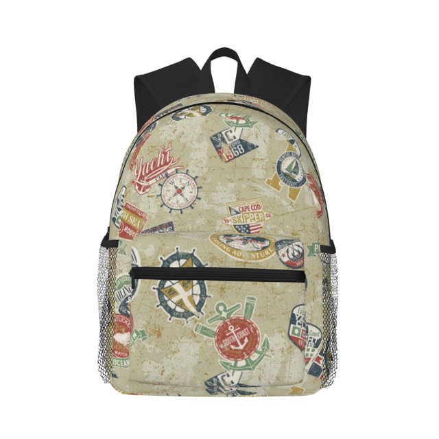 Fotbe Marine Sailing Badges Mochila Ligera Casual para Laptop para Hombres y Mujeres, Mochila Impermeable de Uso Diario, Mochila para Universidad