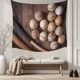 thumbnail image 5 of Baseball Tapestry for Bedroom Wall Hanging Tapestry, Farmhouse Retro Sport Theme Brown Wooden Grain Ceiling Backdrop Tapestries Poster Blanket Wall Decor for Teens Room Living Room Dorm 59" x 79", 5 of 8