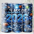 thumbnail image 3 of [NO STRAW] Class of 2026 20oz 30 oz Skinny Tumbler, Graduation Console Space Football Coffee Cup, Senior College Graduate Gift, 3 of 3