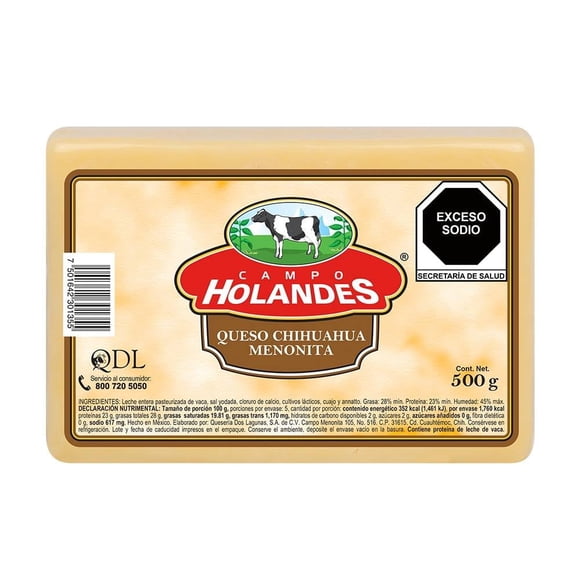 Queso Chihuahua menonita Campo Holandés 500 g