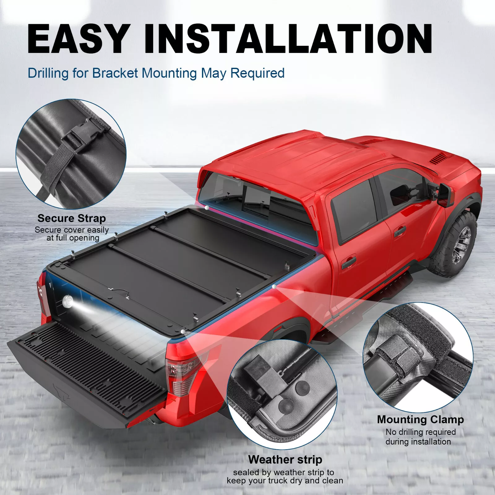 MOSTPLUS 6FT Roll Up Tonneau Cover for 2016-2024 2025 Toyota Tacoma Truck Bed Waterproof
