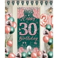 thumbnail image 6 of YANSION 30th Birthday Party Decorations, Green Rose Gold Happy 30th Birthday Banner with 30th Balloons 30th Door Cover Backdrop for Women Birthday Anniversary Party Sign Porch Decor Supplies, 6 of 8