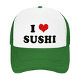 thumbnail image 2 of I Heart Sushi Love Food Funny Trucker Hat Mesh Cap Unisex Green, 2 of 5