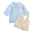 thumbnail image 4 of XINXIAOO Toddler Baby Boy Outfits Boys Gentleman Wedding Suits Set Summer Formal Short Shirt Suspender 8-12 Months, 4 of 4