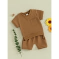thumbnail image 3 of Bslissey 3M 6M 12M 18M 24M 3T Toddler Baby Boys Short Pants Sets Solid Color Short Sleeve T-shirt Tops + Drawstring Shorts 2Pcs Outfits Infant Casual Summer Clothes, 3 of 7