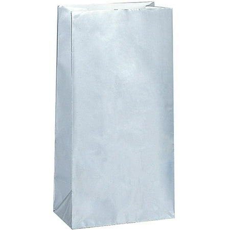 paper luminary party bags 10 x 5 in metallic silver 10ct