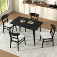 thumbnail image 2 of 5-Piece Mid-Century Modern Dining Set, 1 Wood Frame Dining Table and 4 Upholstered Ergonomic Chairs, Kitchen Furniture for 4, Black+Light beige, 2 of 9