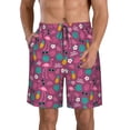 thumbnail image 2 of Uemuo Summer Flamingo Pattern Men's Swim Trunks Hawaiian Beach Bathing Suit Swimsuits Beach Quick-Dry Shorts with Pockets-, 2 of 9