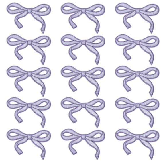 Uxcell 15Pcs Bow Iron on Patches Cute Bow Embroidered Patches Light Purple  3x2"
