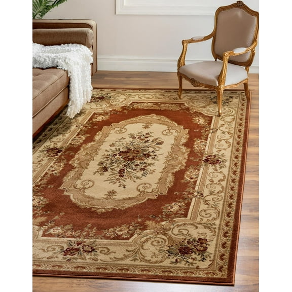 Unique Loom Versailles Collection Area Rug - Henry (5' 3" x 8' Rectangle Brick Red/Brown)