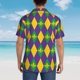 thumbnail image 4 of Fotbe Mardi Gras Camisa Hawaiana para Hombre Unisex – Camisa Casual de Verano con Botones de Manga Corta de Algodón y Lino,Large, 4 of 7