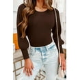 thumbnail image 2 of Long Puff Sleeve Sweaters for Women  Fall Winter Crewneck Knit Ribbed Bodysuit Pullover Tops, 2 of 11