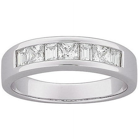 1.7 Carat T.G.W. Square and Baguette CZ Wedding Band in Sterling Silver