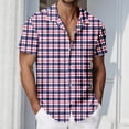 thumbnail image 2 of IWRICH Mens Plaid Button down Plus Size Shirts Short Sleeve Casual Summer Shirt Dress Shirts with Pocket 07-Purple XXXL, 2 of 6